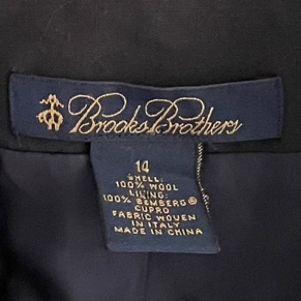BROOKS BROTHERS Wool Tie Front Blazer Jacket Navy Blue 14 - Picture 5 of 6